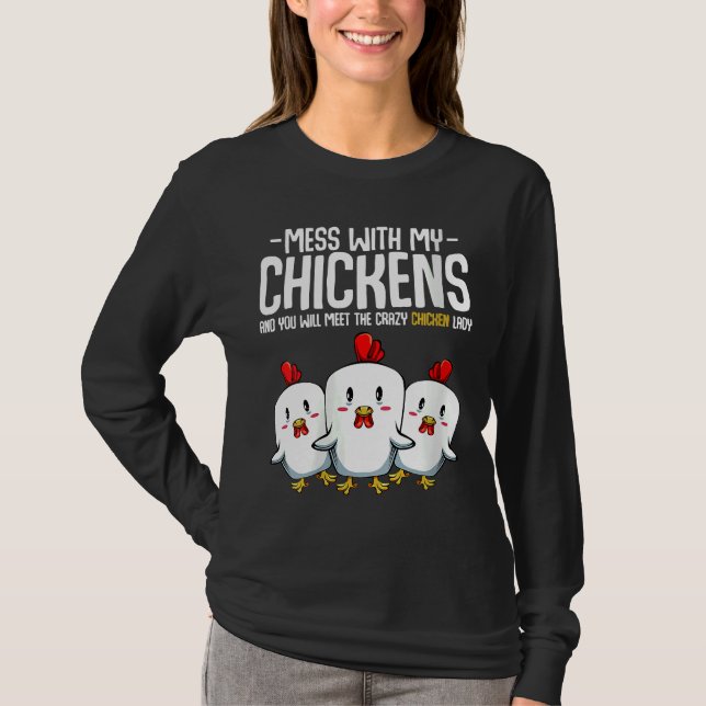 T-shirt Idée de la dame de poulet folle (Devant)