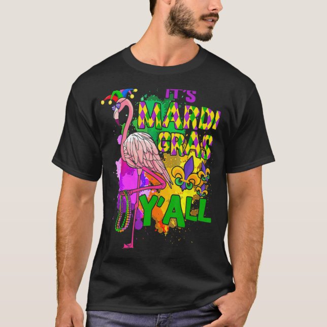 T-shirt Idée de la fête du Carnaval Flamant rose Mardi Gra (Devant)