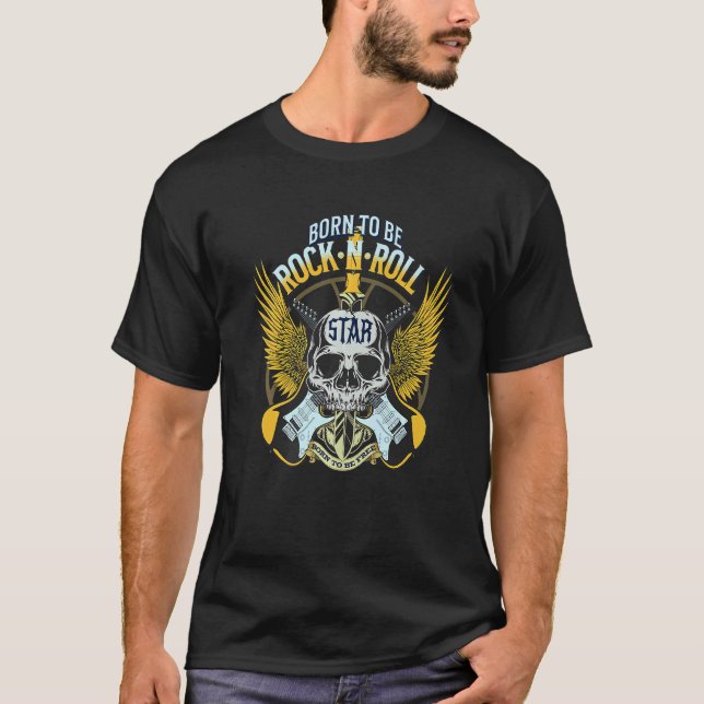 T-shirt Idée de musique de guitariste rock & roll cool (Devant)