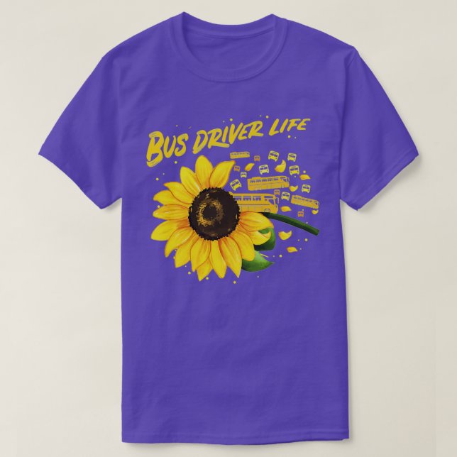 T-shirt Idée du conducteur du bus Sunflower (Design devant)