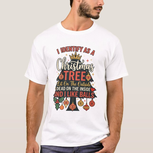 T-shirt Identifier comme boules de couronne de sapin de No (Devant)