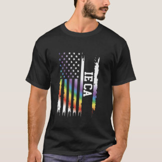 T-shirt Ie Ca États-Unis Arc-en-ciel déprimé avec drapeau