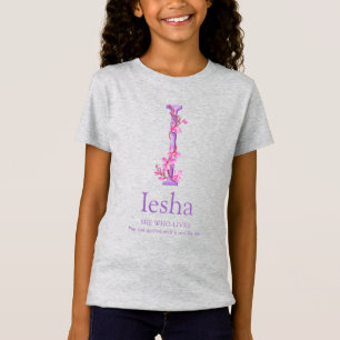 T-Shirt Iesha nom signifiant orchidée torse lettre I