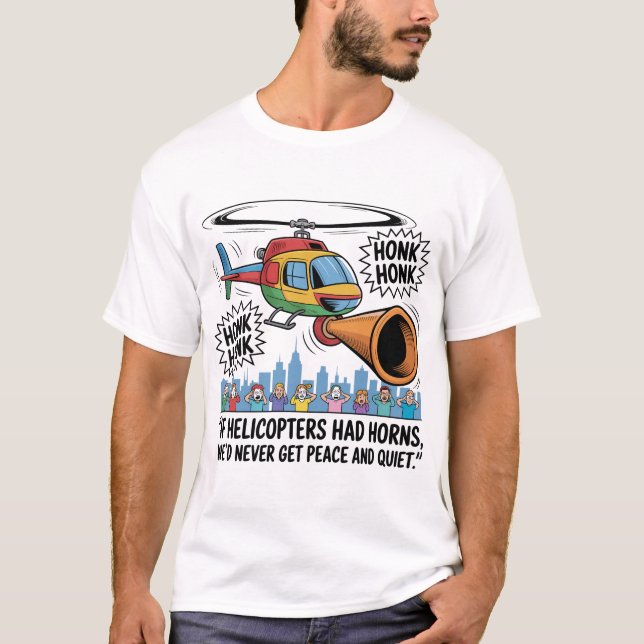 T-shirt If Helicopters Had Horns – Funny Helicopter Comic (Devant)