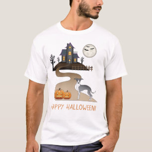 T-shirt Iggy bleu et blanc et maison hantée Halloween