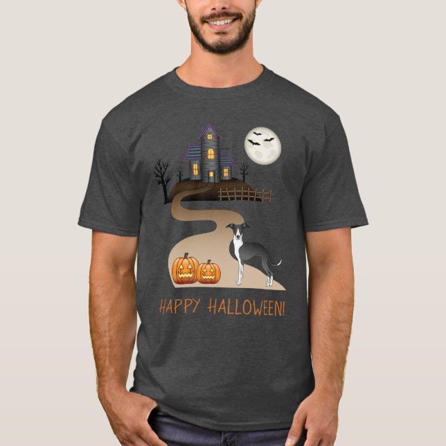 T-shirt Iggy Noire Et Blanc Et Halloween Maison Hantée (Devant)