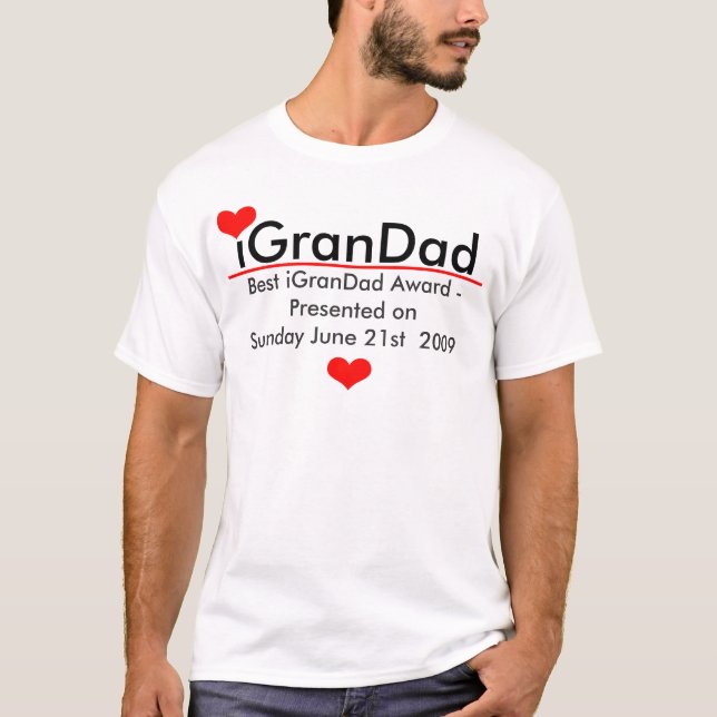 T-shirt iGranDad - Customisé avec les Coeurs rouges et la  (Devant)