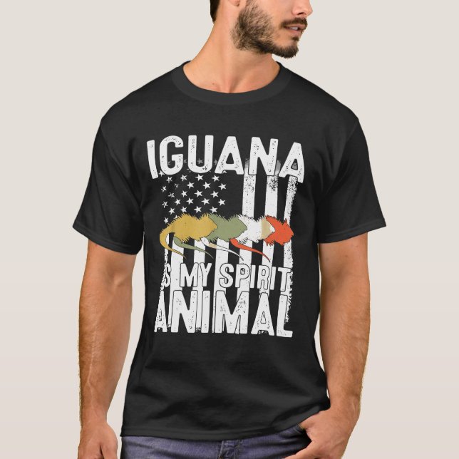 T-shirt Iguana Est Mon Esprit Animal Usa Patriotique Améri (Devant)