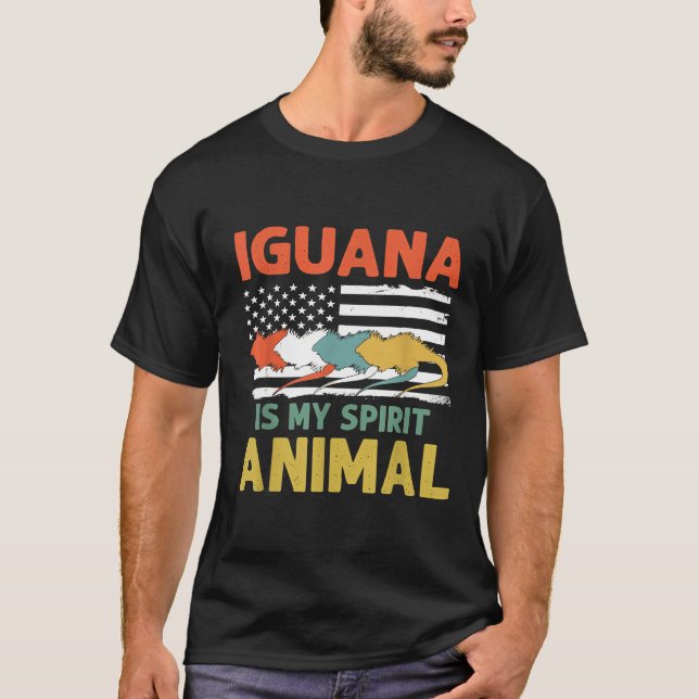 T-shirt Iguana Est Mon Esprit Animal Usa Patriotique Améri (Devant)