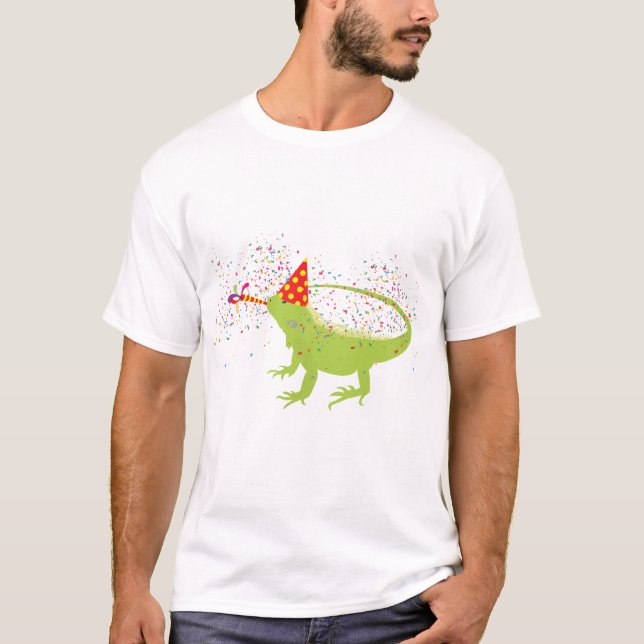 T-shirt Iguana Lizard Fête Animaux ayant une fête (Devant)