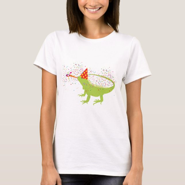 T-shirt Iguana Lizard Fête Animaux ayant une fête (Devant)