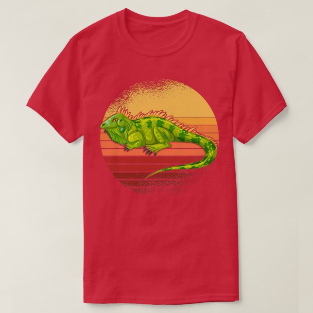 T-shirt Iguana Retro Sunset Reptiles 2 (Design devant)