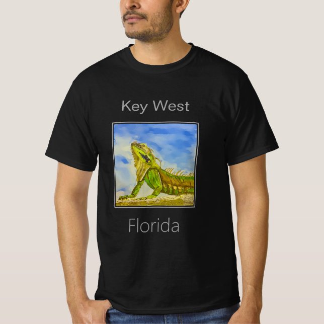 T-shirt Iguana Vert Clair, Key West, Floride (Devant)