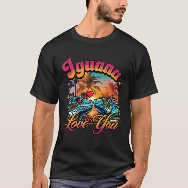 T-shirt Iguana Vous Aimez Drôle Iguana Pun Sunset (Devant)
