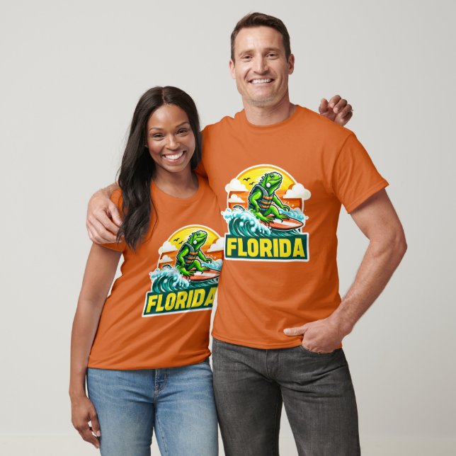 T-shirt iguane vert-Floride 13 (Unisexe)