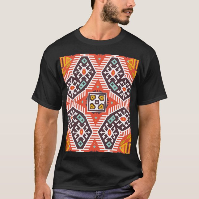 T-shirt Ikat Aztec : Textes à rayures ethniques (Devant)
