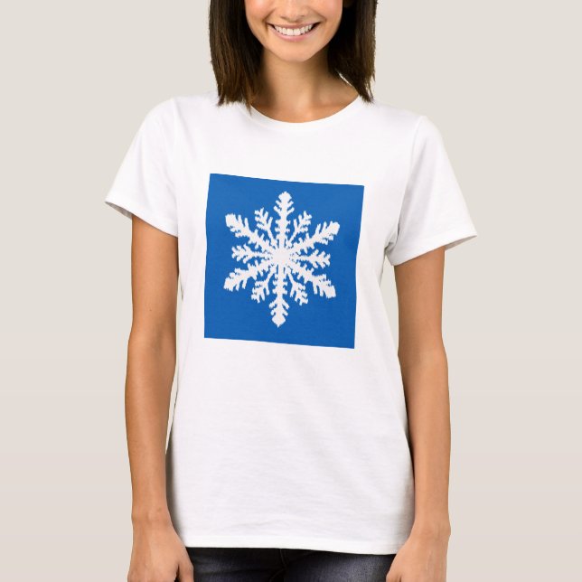 T-shirt Ikat Snowflake - Cobalt bleu et blanc (Devant)