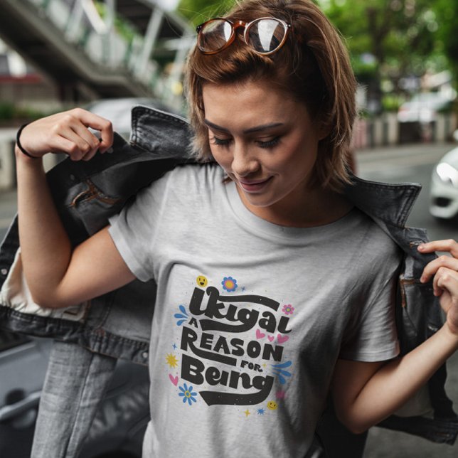 T-shirt Ikigai Lettres Et Fleurs (Créateur téléchargé)