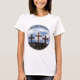 T-shirt Il A Augmenté 3 Croix Robustes Matthieu 26:39