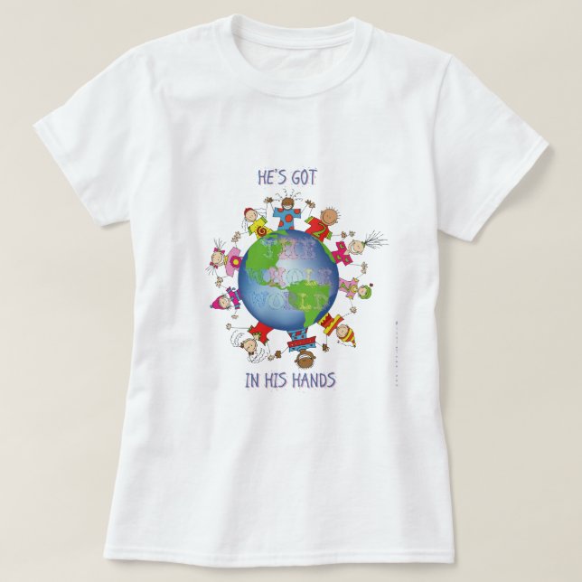 T-shirt Il a le monde entier dans des ses mains (Design devant)