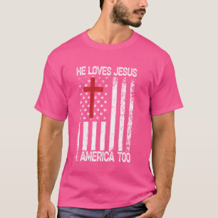 T-shirt Il aime Jésus et l'Amérique aussi les hommes USA