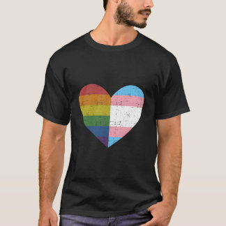 T-shirt Il avec arc-en-ciel et drapeau transgenre pour la