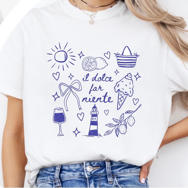 T-shirt Il Dolce Far Niente Bleu Coquette Bow Italie (Créateur téléchargé)