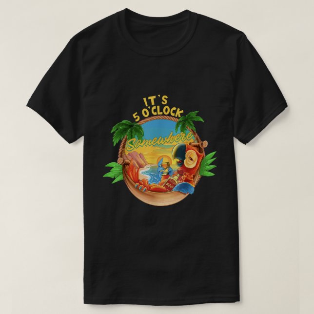 T-shirt Il Est 5 Heures Quelque Part Parrot Boire Été V (Design devant)