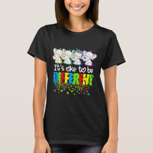 T-shirt Il Est Ok D'Être Différent Puzzle Elephant Autism