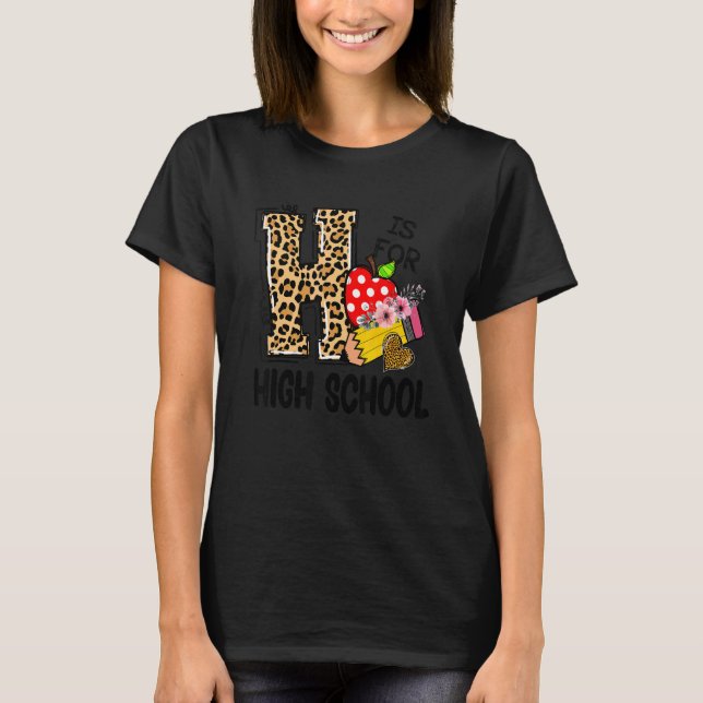 T-shirt Il Est Pour Le Lycée Leopard Étudiant De Retour (Devant)