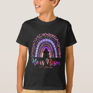 T-shirt Il Est Ressuscité Arc-en-ciel Joyeux Pâques Blanc