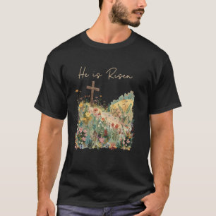 T-shirt Il Est Ressuscité Boho Cottagecore Pâques pour Chr