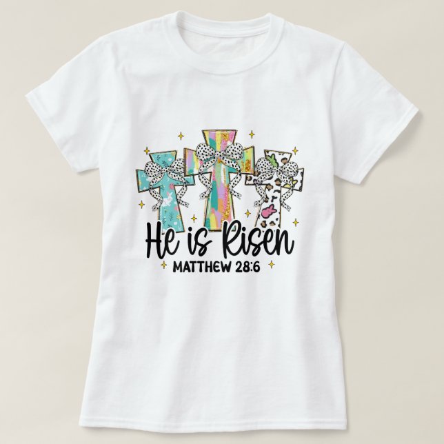 T-shirt Il est ressuscité Christian Pâques Bible Verse (Design devant)