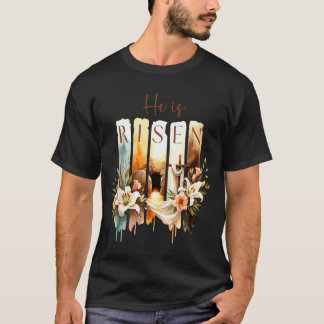 T-shirt Il est ressuscité Croix chrétienne Jésus Verset bi