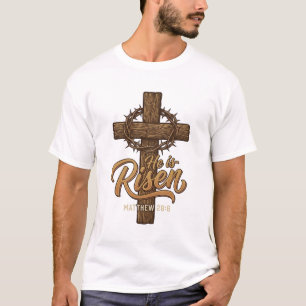 T-shirt Il Est Ressuscité Croix Couronne D'épines Chemise