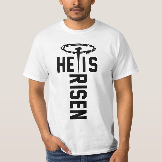 T-shirt Il Est Ressuscité Croix Jésus Foi Chrétienne Pâque (Devant)