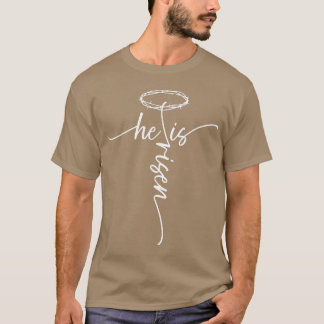 T-shirt Il Est Ressuscité Croix Jésus Foi Religieuse Chrét