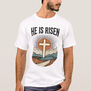 T-shirt Il Est Ressuscité Croix Lever de Soleil Chemise de