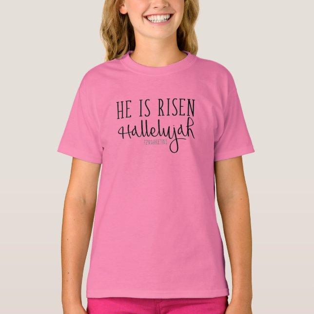 T-shirt Il est ressuscité Filles Hallelujah Christian Top  (Devant)