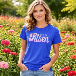 T-shirt Il Est Ressuscité Floral Pastel Pâques Chrétien