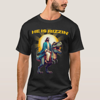T-shirt Il est ressuscité Jésus est ressuscité Rétro Dino
