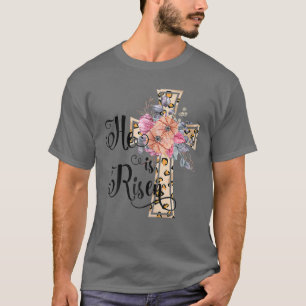 T-shirt Il Est Ressuscité Leopard Christian Joyeux Pâques