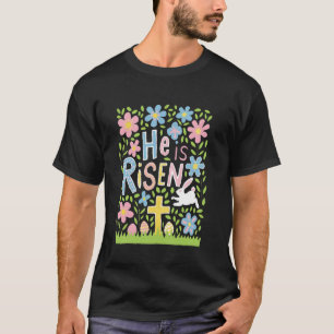 T-shirt Il Est Ressuscité Pâques Croix Coquette Jésus Chré