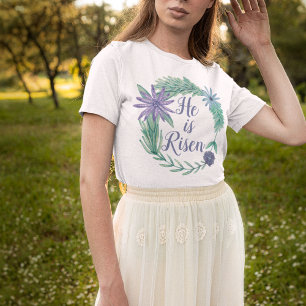 T-shirt Il est ressuscité religieux Pâques Floral chrétien