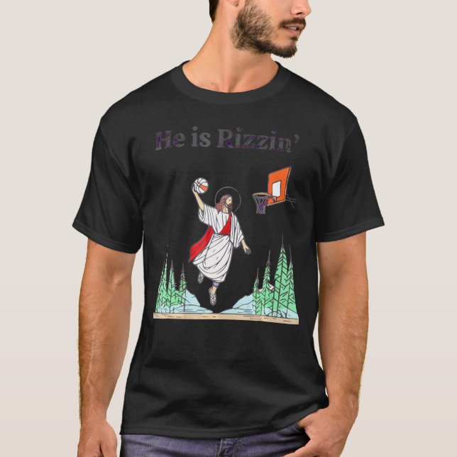 T-shirt Il Est Rizzen Jesus Basketball (Devant)