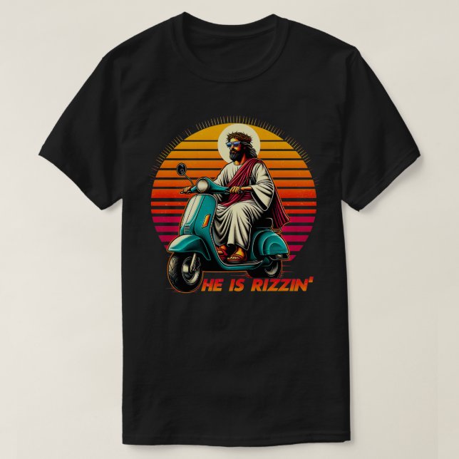 T-shirt Il Est Rizzen Jésus Est Rizzen Jésus A Rizzen Funn (Design devant)