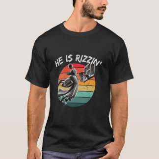 T-shirt Il Est Rizzin Drôle Jésus Jouant Au Mème C De Bask