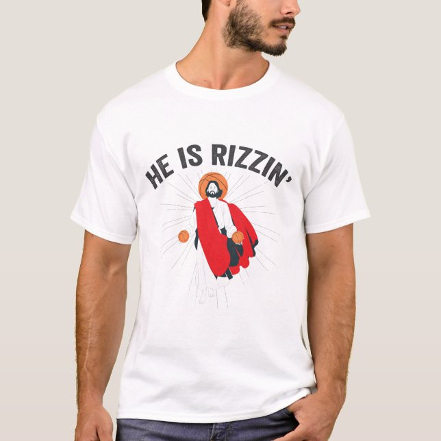 T-shirt Il est Rizzin Funny GenZ Basketball dimanche de Pâ (Devant)