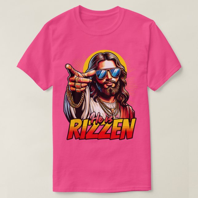 T-shirt Il est Rizzin Jésus Cool Pâques (Design devant)