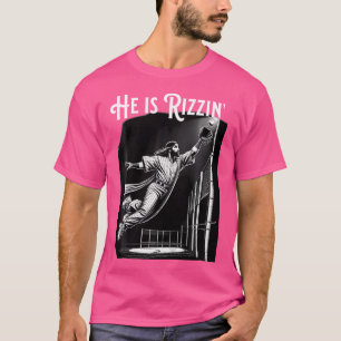 T-shirt Il Est Rizzin Jésus Jouant Au Baseball Funny Sport